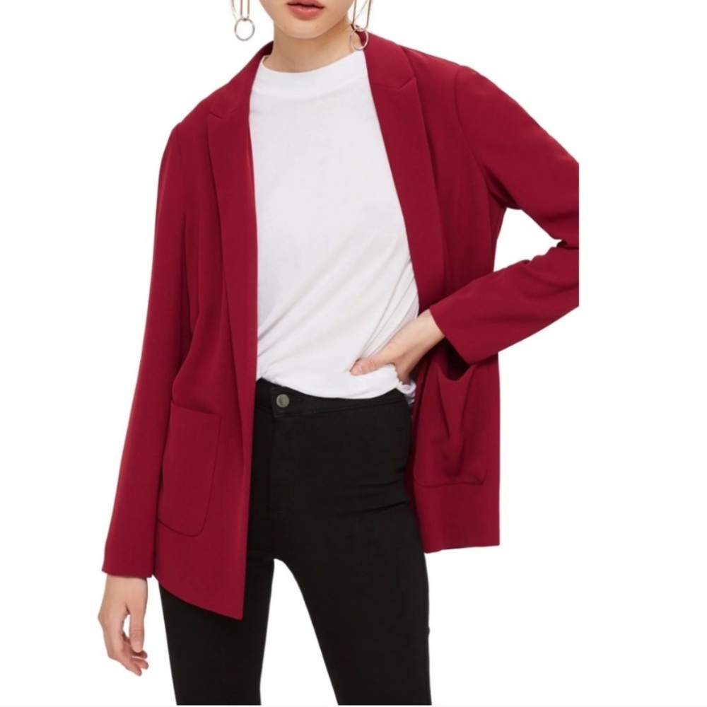 NWT Topshop Chuck On Blazer Dark Red US 4